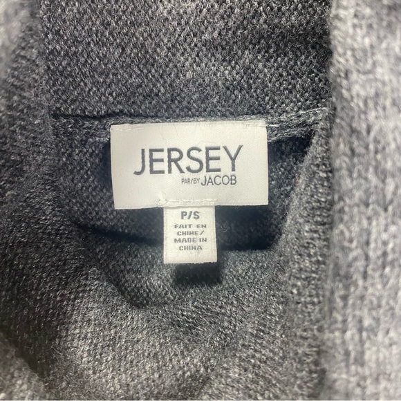JERSEY by JACOB Womens Cowl Neck Sweater with Drawstring Grey Size Small - Picture 8 of 11